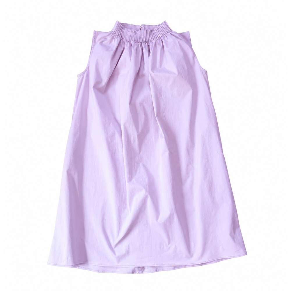 JcSophie Lilac Pink Cotton Pleated High Neck A-Line Swing Dress Small S8007
